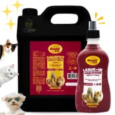 Shampoo 5 em 1 + Leave-in Cereja e Avelã para Cães e Gatos Banho e Tosa Genial Pet