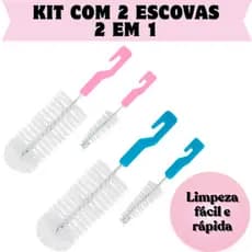 2 Kit Escova Limpa Mamadeira 2 Em 1 Limpa Bico - Escova Limpa Garrafa - Lava Mamadeira Copo Taça