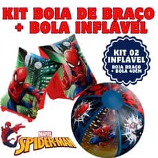 Kit Infláveis Spider-Man Marvel – Bola + Boia de Braço Infantil Etitoys