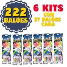 Kit com 222 Balões D’Água Coloridos Guerrinha de Bexigas Water Balloons Piscina Brincadeira Ar Livre