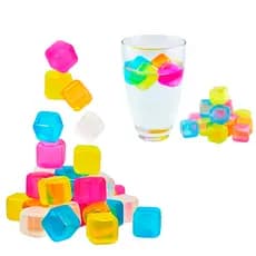 20 Cubos de Gelo Artificial Reutilizável Coloridos Gelo Plástico Sortido Não Dilui a Bebida