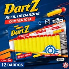 Refil Dardos Dartz com Ventosa Kit 12 Dardos Compatível Lançador Infantil Art Game