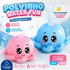 Brinquedo de Banho Polvinho Chafariz Water Fun Com Luz LED Sensor Automático Rosa e Azul