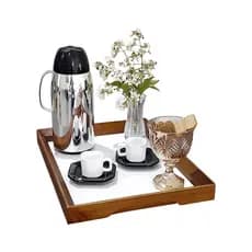 Bandeja Café Alças Xícaras Mesa Sala Jantar Bebidas Bar Escritório Recepção Decorativa Portátil Casa Ambiente Aparador Pequena