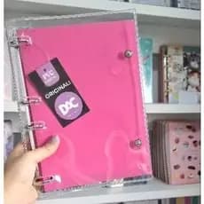 Fichário DAC Colegial ou Universitário PVC Cristal - preto ou rosa com 192 Folhas