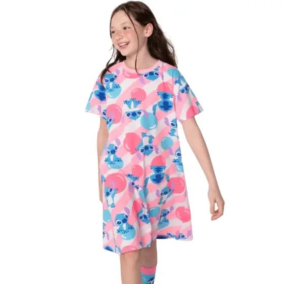 Camisola Teen Stitch Puket Em Algodão Rosa