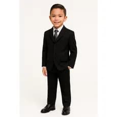 Terno Completo Infantil Social 5 Peças Paletó + Calça + Camisa + Gravata + Cinto  Tecido Oxford Premium