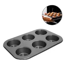FORMA ASSADEIRA DE AÇO CARBONO ANTIADERENTE PARA CUPCAKE COM 6 E 12 CAVIDADES