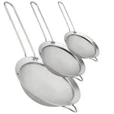 KIT Peneira Inoxidável com 3 Peças 8, 10, 12 ou 14cm - IDEAL para Escorrer Polvilhar Coar ou Filtrar