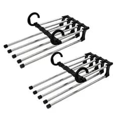 Kit com 2 Cabides 5 em 1 Retrátil Multifuncional Aço Calças Jeans