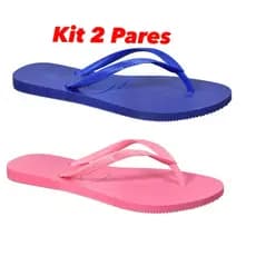 Kit Chinelo Feminino 2 Pares Chinelos Slim Sandália Feminina Casual Strass Confortável Macio Brilhante