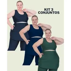 Kit 3 Conjuntos Conjunto Fitness Top e Calça Suplex Curve Compressão