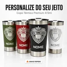 COPO PERSONALIZADO COM SEU TIME E SEU NOME, COPO TÉRMICO GRAVADO A LASER,TODOS OS TIMES,COPO DE TIME
