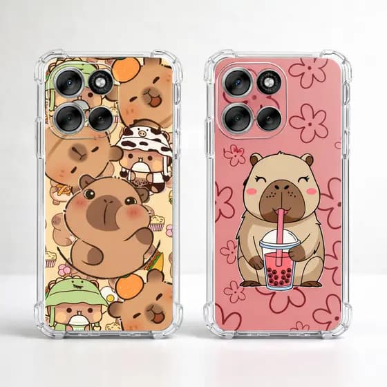 Capa MOTOROLA G05, G15, G35, G55, G75, G85, Capa Tpu Capinha BICHINHOS FOFOS CAPYBARA VAQUINHA CORES