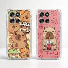 Capa MOTOROLA G05, G15, G35, G55, G75, G85, Capa Tpu Capinha BICHINHOS FOFOS CAPYBARA VAQUINHA CORES