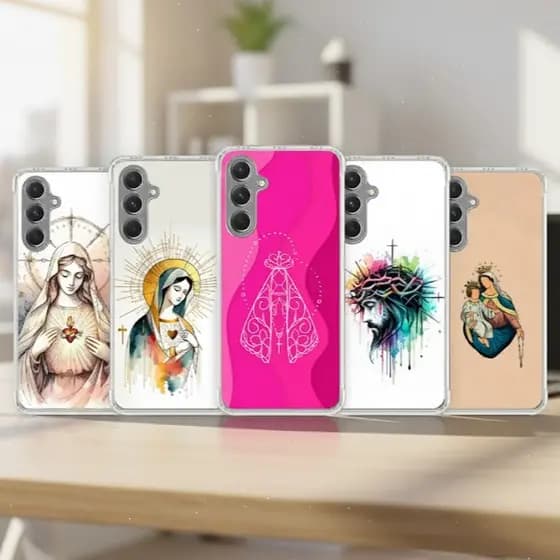 Capa SAMSUNG A16, A26, A36, A56, Capa Tpu Desenhos Capinha Case NOSSA SENHORA, CATÓLICA, SANTA MARIA