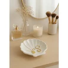 Porta Joias Concha Decorativa em Gesso Decoração de Quarto Banheiro e Penteadeira