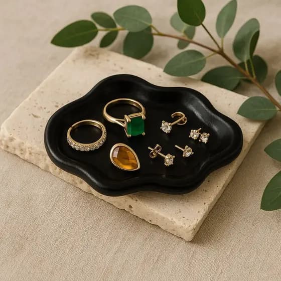 Bandeja Organizadora estilo Nuvem 19cm Preta Decorativo Quarto Maquiagem Joias