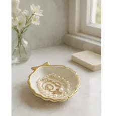 Concha Porta Joias Branca Decorativa Luxo para Quarto e Banheiro