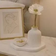 Kit 3 Peças Bandeja Nuvem Porta Joias Coração Vaso Decoração Luxo Banheiro e Penteadeira