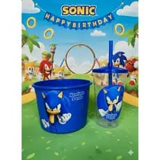 Kit Personalizado Balde de Pipoca e Copo Twister Sonic