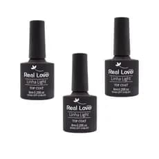 Kit 3 Top Coat Real Love 8ml Preparador Selante Finalizador
