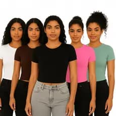 Kit 5 Baby Tee Feminina Blusa Slim Curta Blusa De Compressão