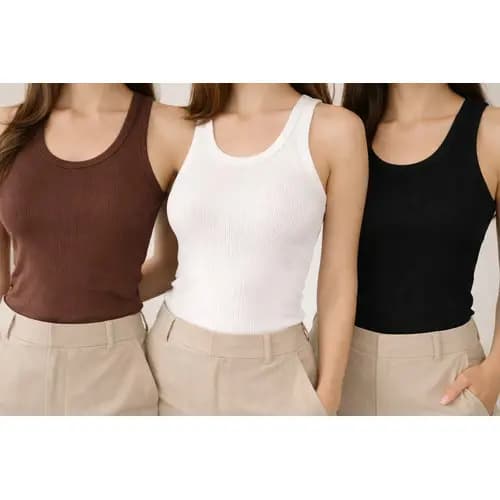 Kit 3 Blusinhas Regata Canelada Feminina Moda E Conforto