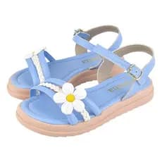 Sandália Infantil Menina Flores Margarida Tiras Trançada Casual Confortável Antiderrapante Fivela