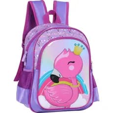Mochila Infantil Escolar flamingo feminino memina Reforçada Costas Grande, Pequena Creche