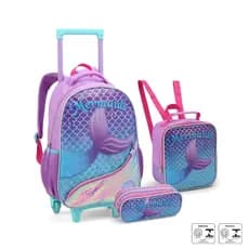 Kit Mochila Rodinha Lancheira Estojo Escolar Sereia Menina Adicionar aos favoritos
