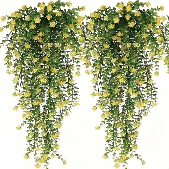 2m Flor Artificial De Camélia Vítreo Eucalipto Para Varanda Pendurada, Decoração De Quarto Romântico E Arco De Festa