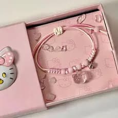 Moda Resina Pulseira Hello Kitty Handstring Simples Bonito Ins Melhor Amigo Presente
