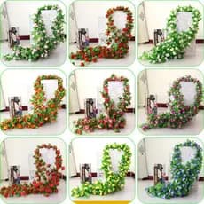 [Estoque pronto] 2.4m Fake Rose Garland Videira Artificial para Sala de Estar Varanda Escada Decoração