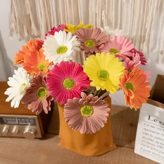 Margarida Artificial PU Gerbera (Flor De Flange)-Flores Falsas De Casamento Para Decoração De Sala De Estar , Arranjo Fl