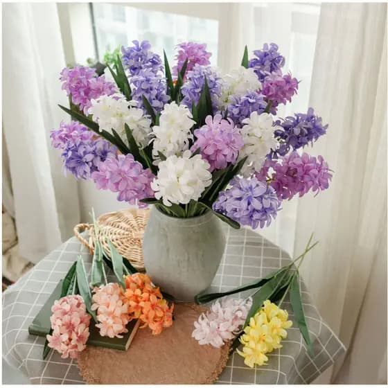 Flor De Jacinto Artificial Premium Seda Decoração De Casa Estética Estilo Nórdico Plantas Falsas