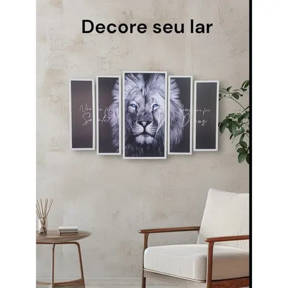 Quadro Decorativo Mosaico Para Sala Quarto leão nunca foi sorte sempre foi Deus