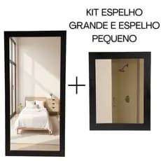 Kit Espelho Decorativo Corpo Inteiro 40x120 cm e 30x40cm Moldura Trabalhada Grande para Quarto, Sala e Banheiro