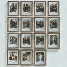 Via Sacra 15 Estações 30x40 cm Conjunto de Quadros com Moldura Dourada