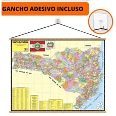 Mapa Santa Catarina Banner + Gancho Autocolante Pronto Para Pendurar - Grande 120x90cm