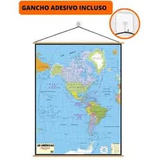 Mapa Das Américas Banner + Gancho Autocolante Pronto Para Pendurar