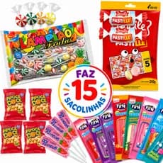 Kit 15 Saquinhos de Doces Guloseimas Lembrancinha Festa Aniversário