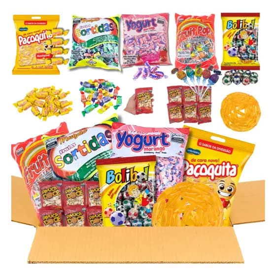 Kit 30 Sacolinha Festa Decoração 210 Doces Guloseimas Mimos Dia das Crianças