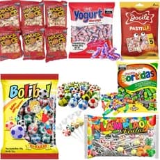 Kit Doces 90 Itens Sacolinha Guloseimas Festa Infantil Lembrancinha