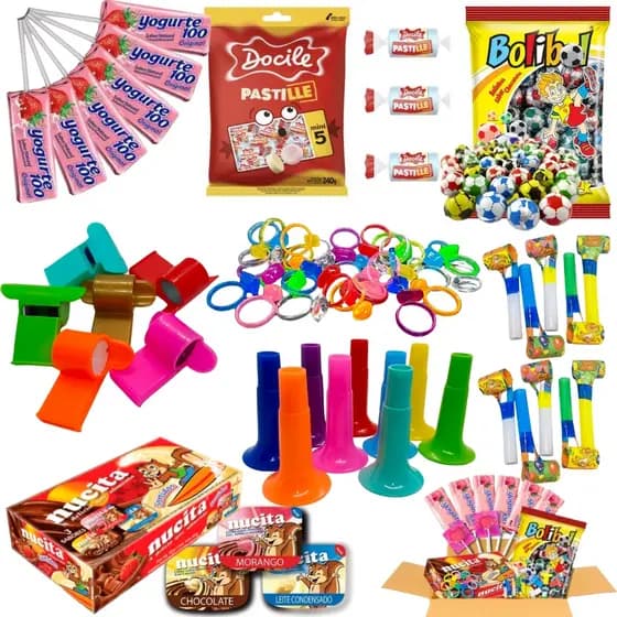Kit Doces 160 Itens Sacolinha Guloseimas Festa Infantil Lembrancinha