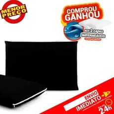 Kit 2 Capas de Travesseiro Helanca Malha em Gel C/ Zíper 50x70cm Preto + 2 Capas Impermeáveis