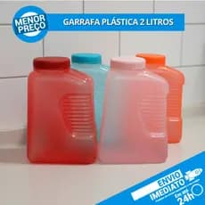 Garrafa Plástica P/ Água 2 Litros Colorida com Tampa e Marcação de Volume Uso Diário