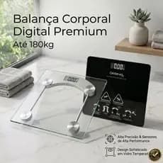 Balança Digital Corporal Banheiro Vidro Temperado 180kg | Alta Precisão Fit Eletrônica Premium