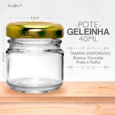 50 Potes Geleinha  - 40 ml   de vidro -  -Mini potinho  Com Rolha de cortiça ou tampa metálica