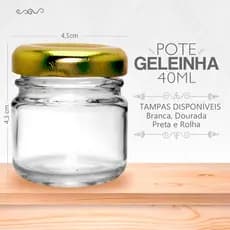 15 unid Geleinha - potinhos de vidro 40 ml com tampa metálica 38 mm- vela, lembrancinha, brigadeiro